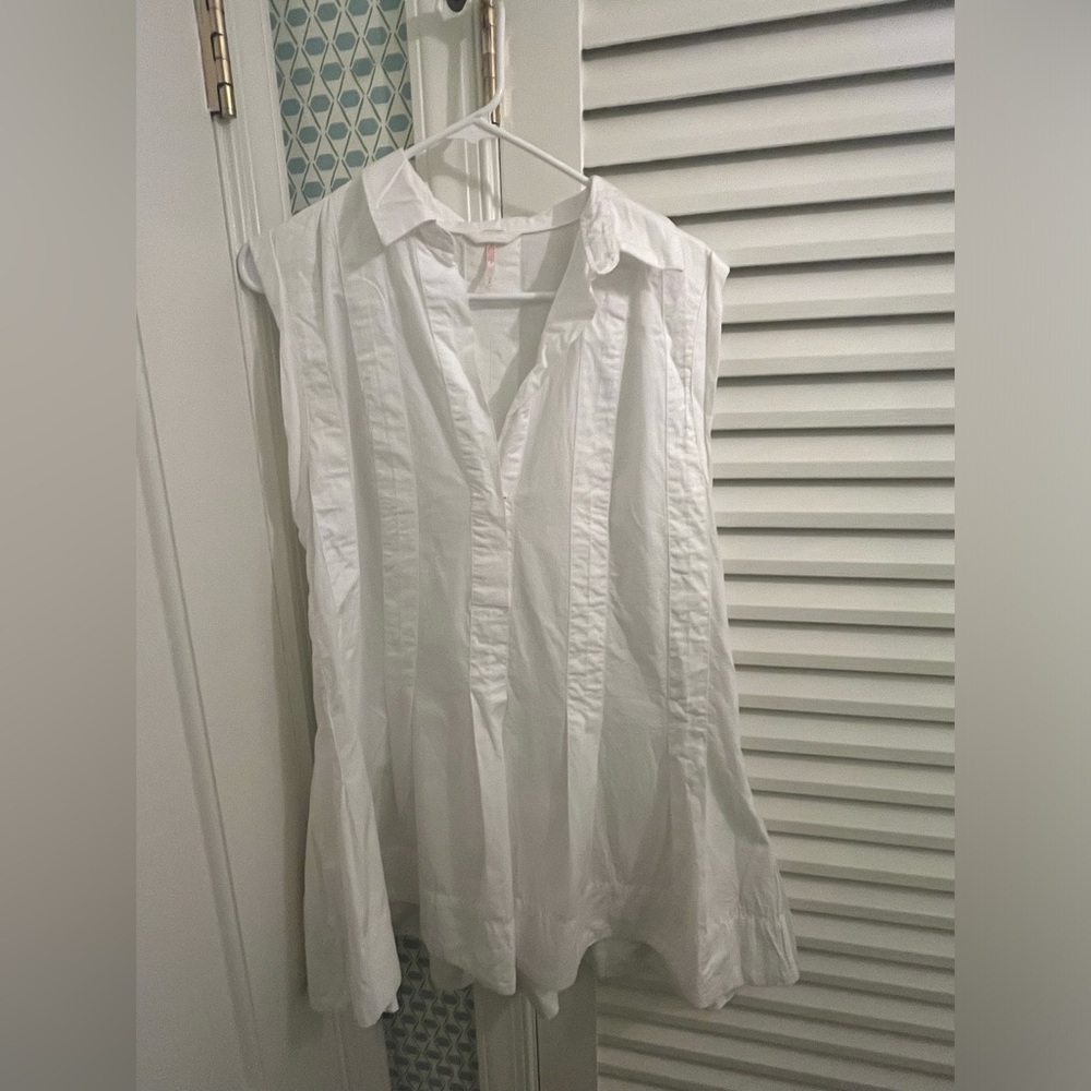 White Free People Pleated Sleeveless Dress